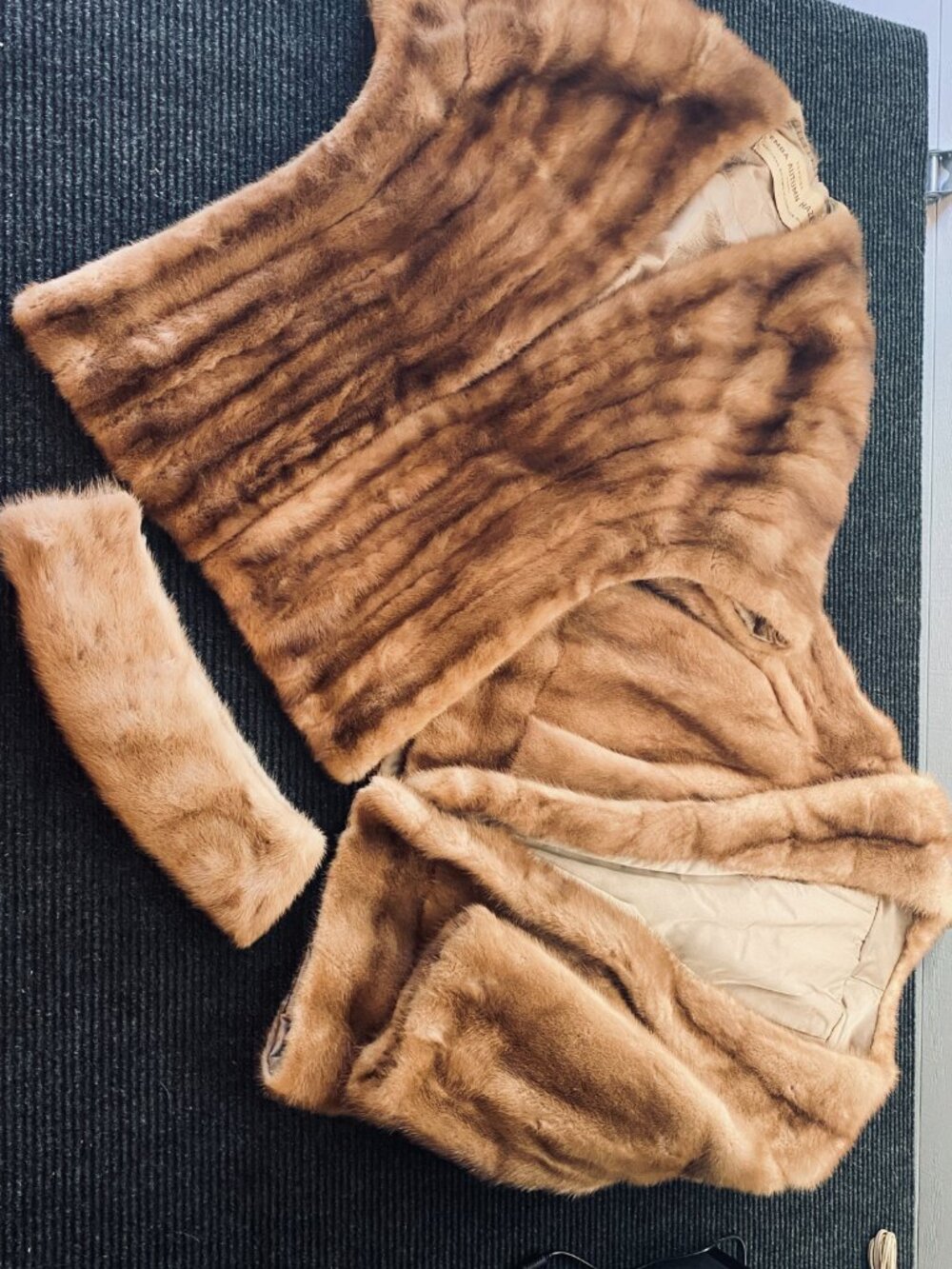 3-Pcs Vintage Autumn Haze Brand Emba Natural Brown Mink Fur Coat & Stole & Boa - Picture 4 of 17